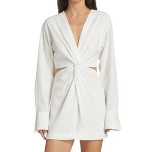 A.L.C. Zoey White Cut Out Twist Front V-Neck Long Sleeve Mini Dress Size 6 NWT